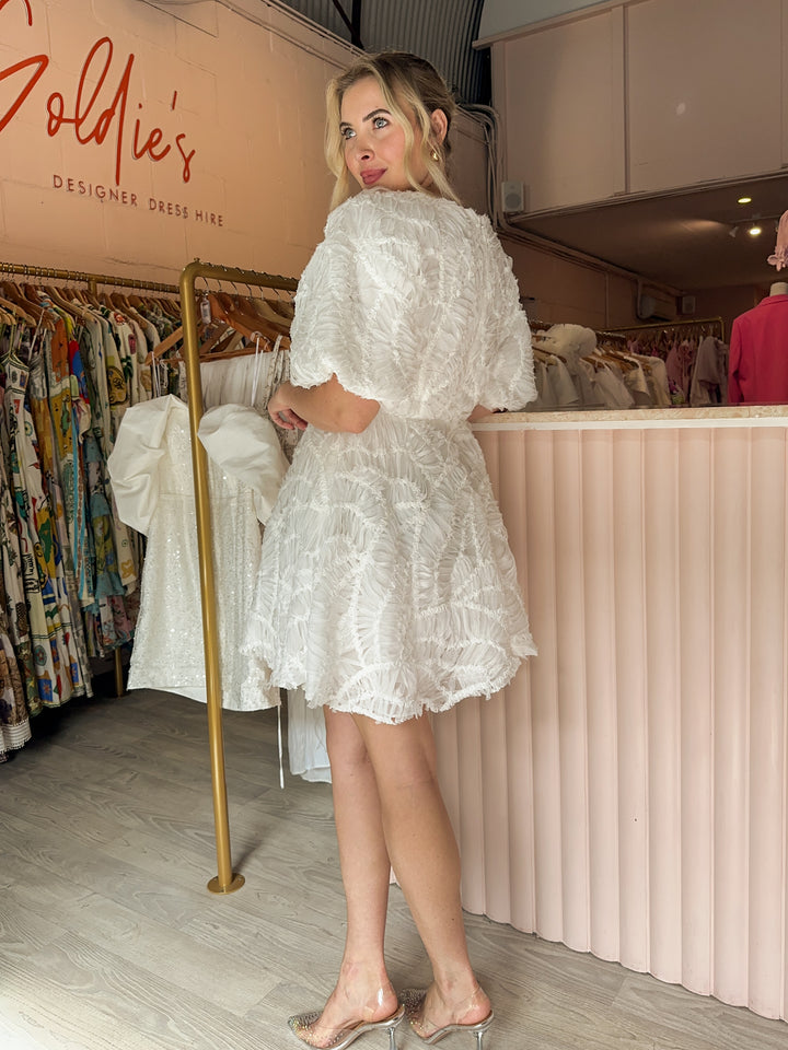 Aje - Florential Mini Swing Dress White (Size 12)
