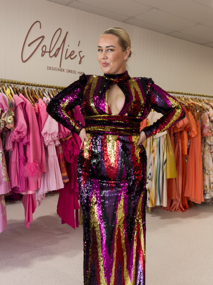 Rebecca Vallance - Kaia Zig Zag Gown (Size 12)
