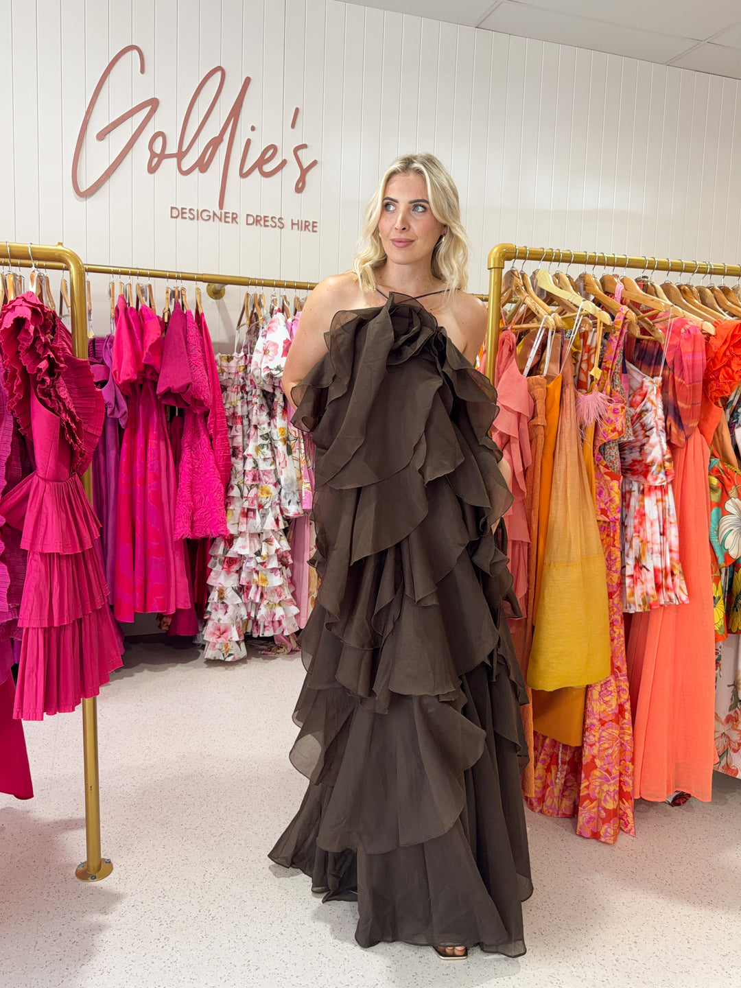 Aje - Pandorea Layered Maxi Dress Chocolate (Size 10)