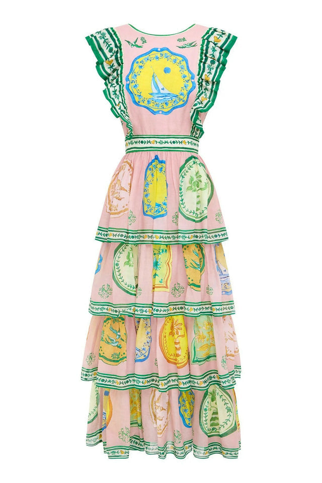 Alemais - Porcelain Frill Midi Dress (Size 12)