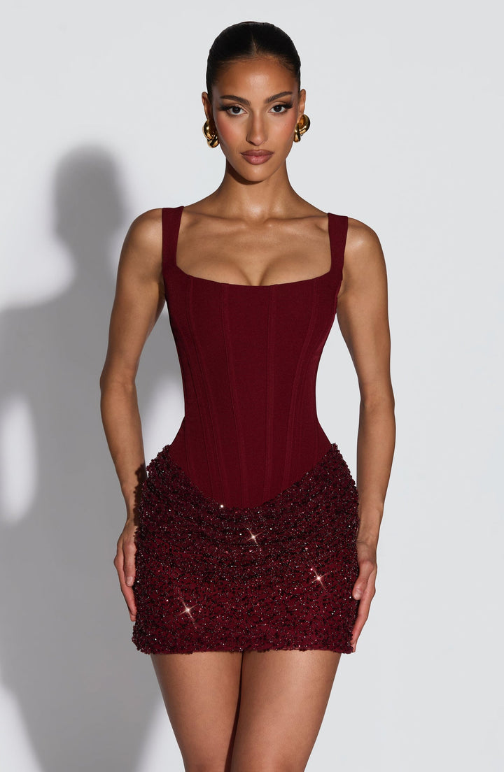 Baby Boo - Yeona Mini Dress Burgundy (Medium)