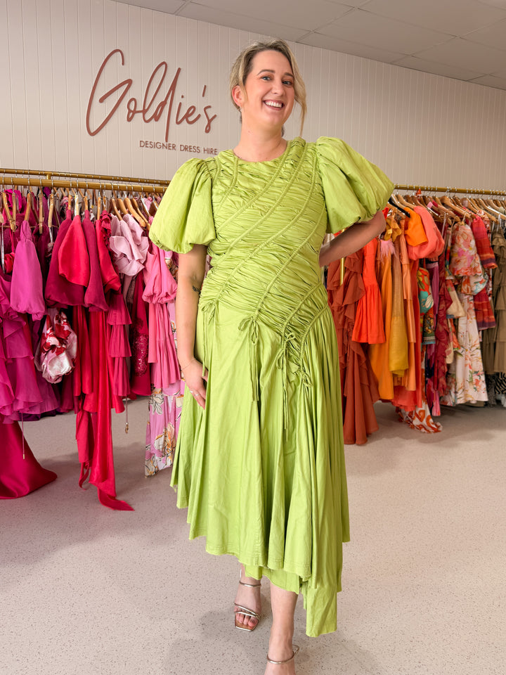 Aje - Siren Drawstring Midi Dress (Size 14)