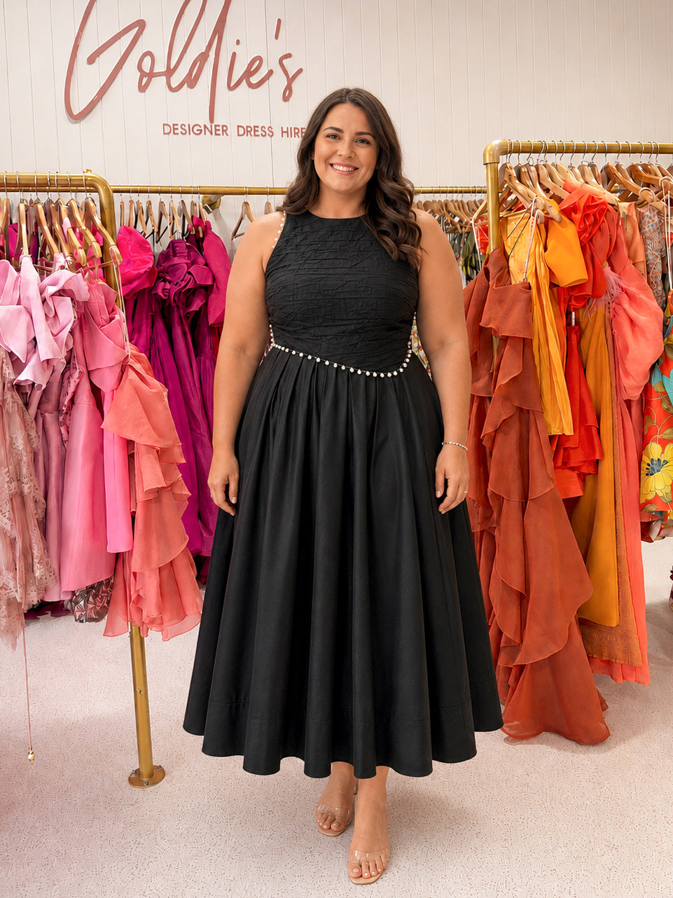 Aje - Florence Pearl Trim Midi Dress (Size 16)