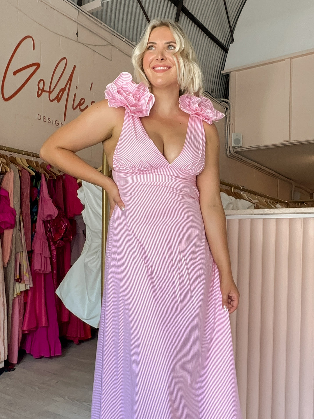 aston studio pink dress Aston Studio - S Audrey Dress In Parfait Bouquet