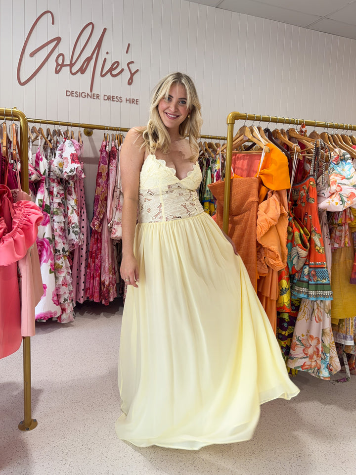 Hansen and Gretel - Stephanie Maxi Dress Butter (Size 10)