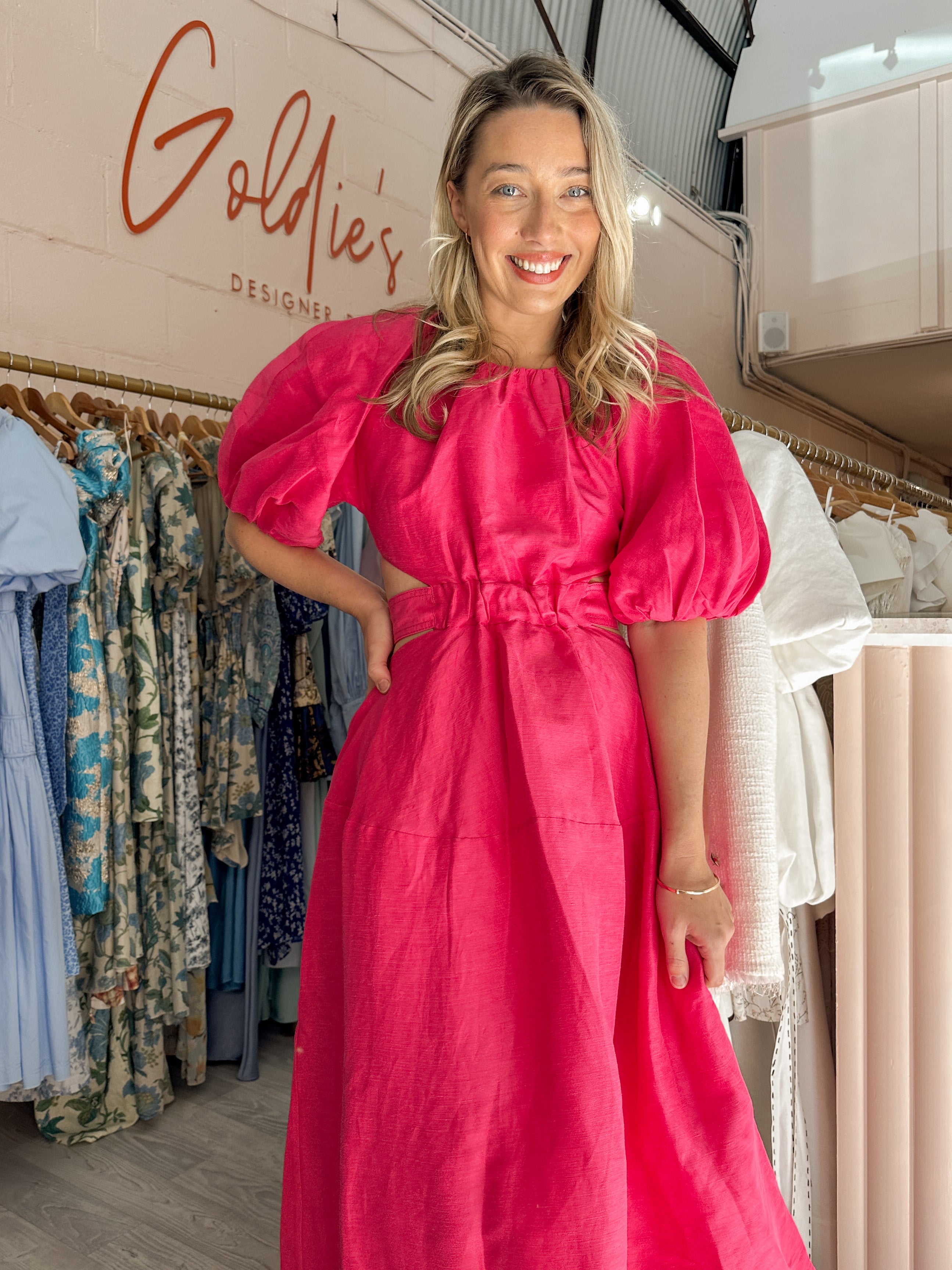 Aje - Mimosa Cut Out Midi Hot Pink (Size 8) – Goldie's - Designer