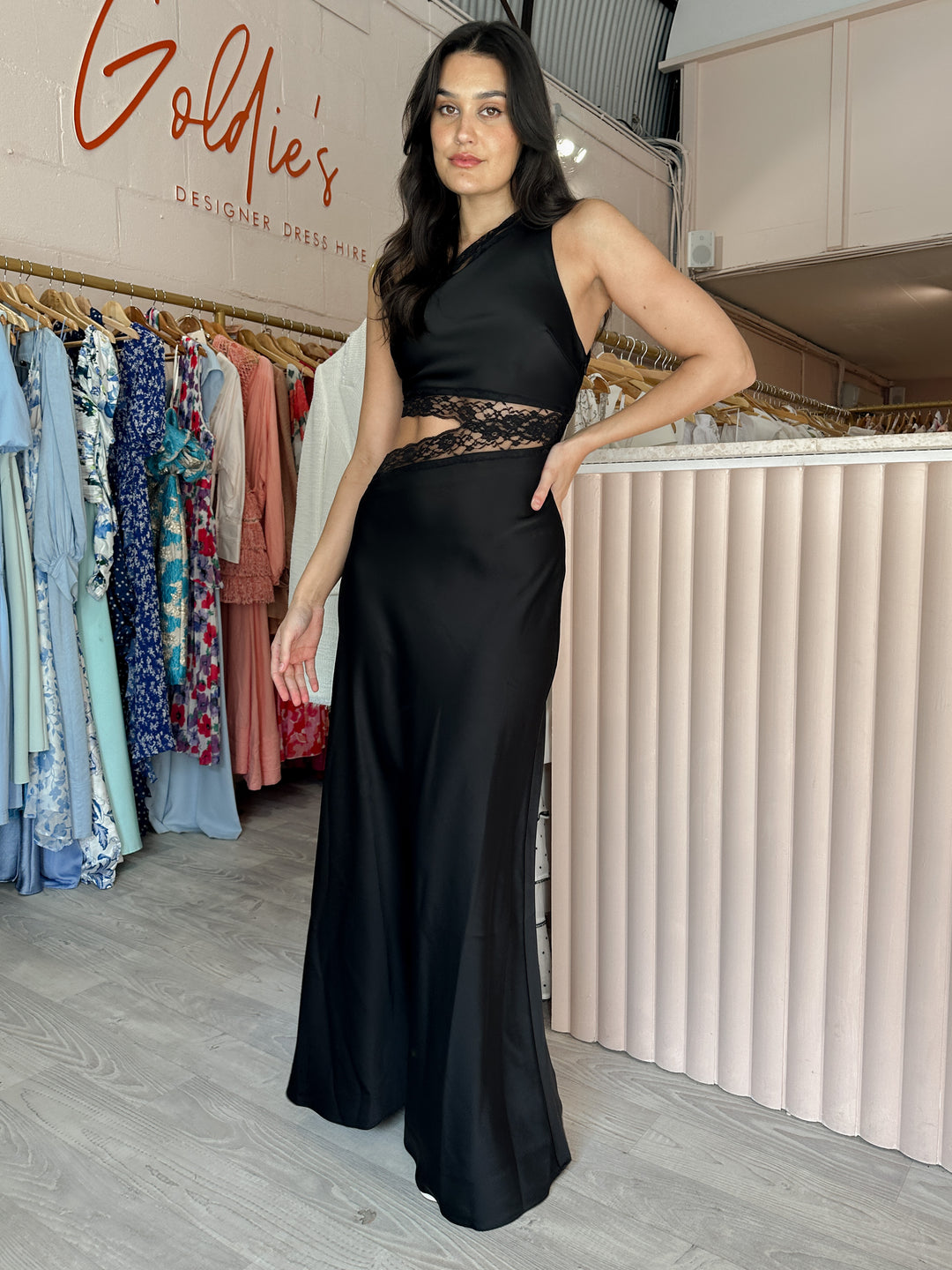 Misha - Jillian Satin Maxi (Size 8)