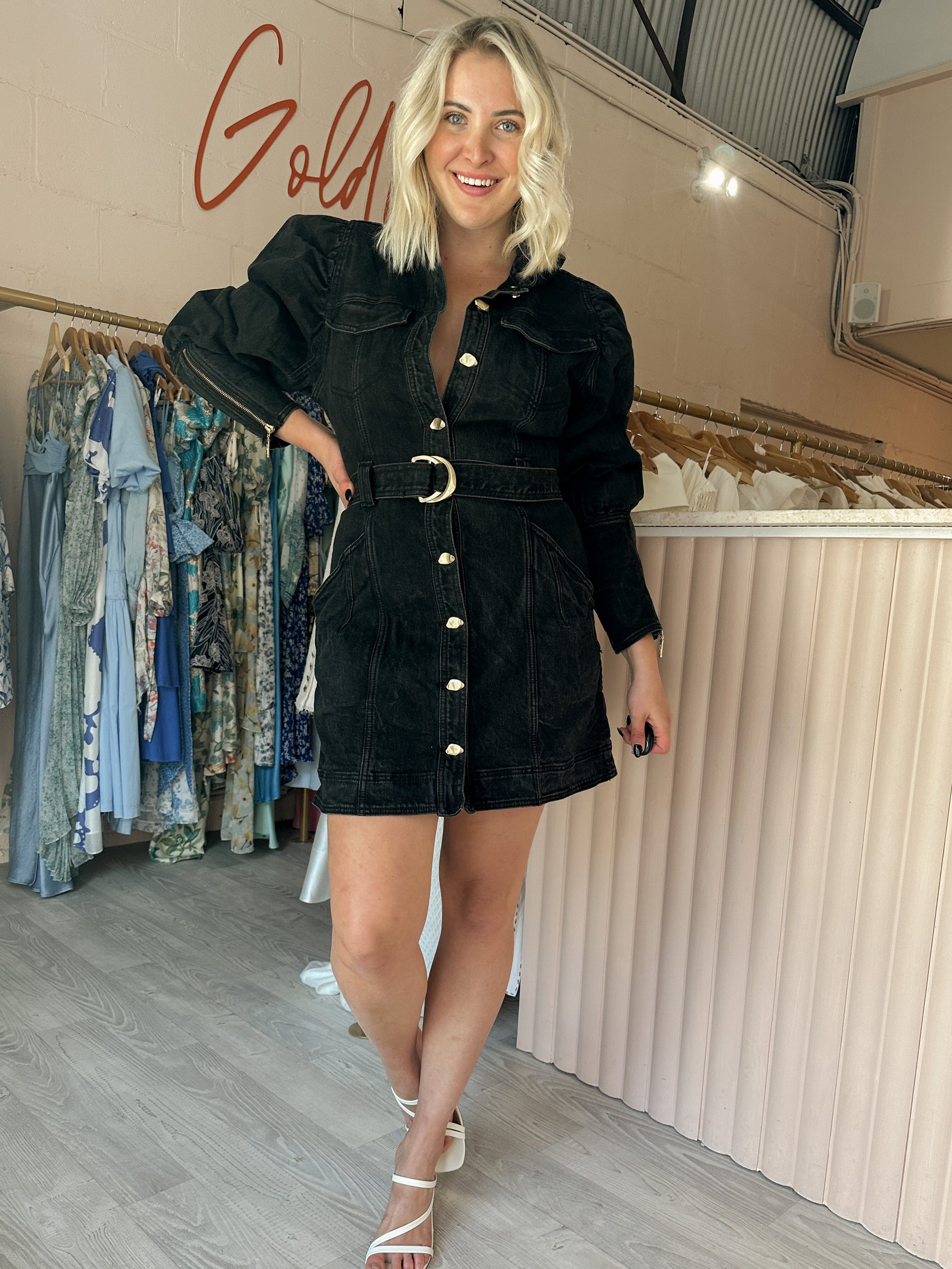aje black denim dress Aje