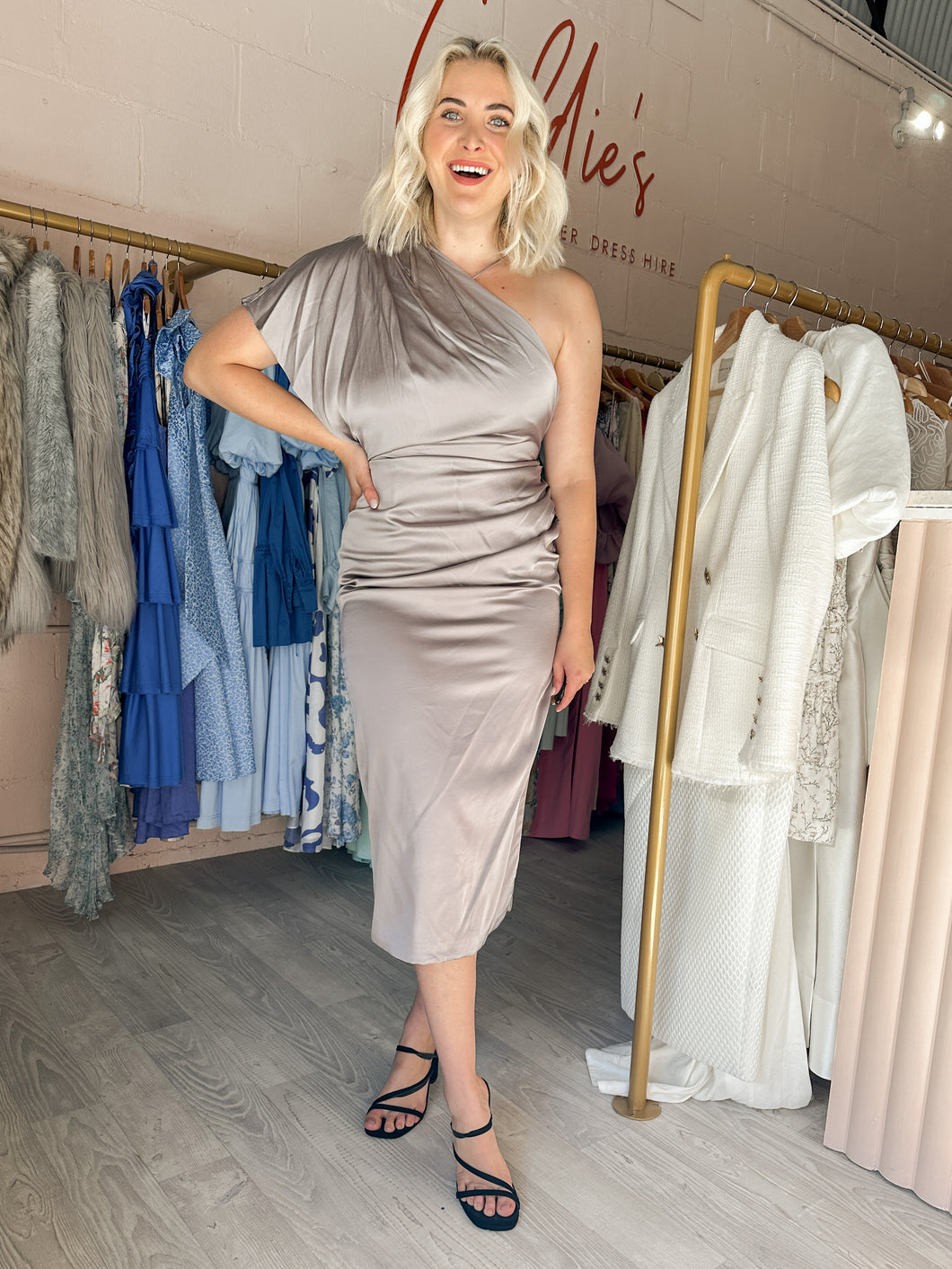 Manning Cartell - Miami Heat Asymmetric Silver Dress (Size 12)