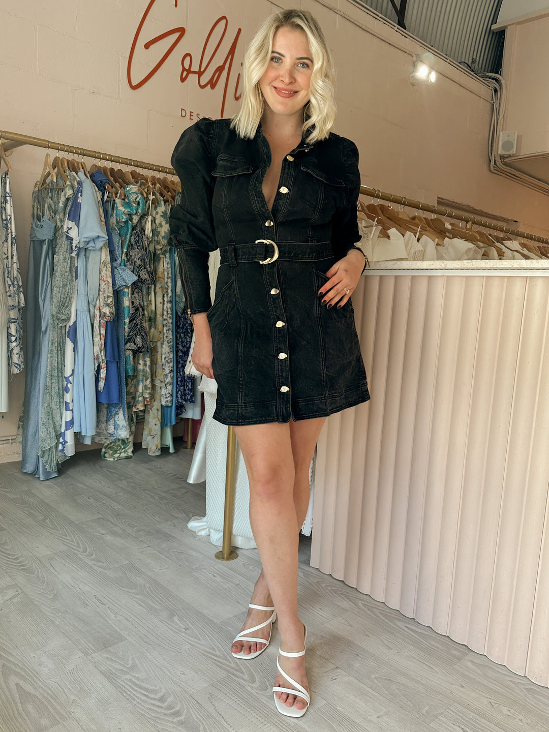 aje black denim dress ANA MAXI aje black denim dress ANA MAXI