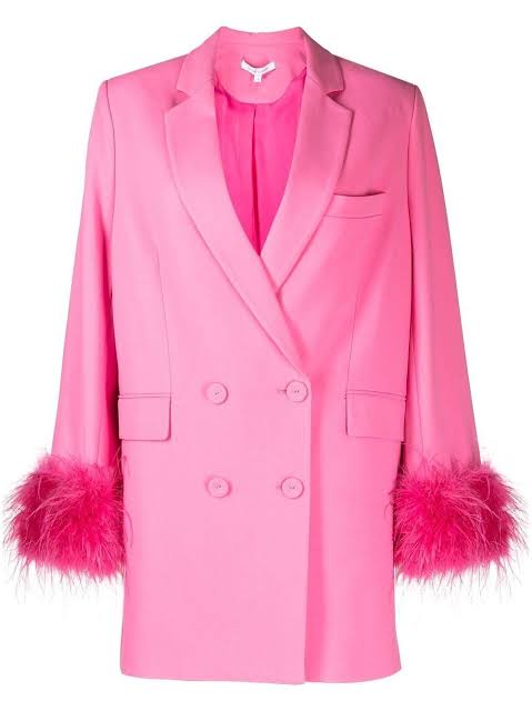 pink blazer dress with feathers Miss Circle Women Madeline Fuchsia Feather Trim Blazer Dress