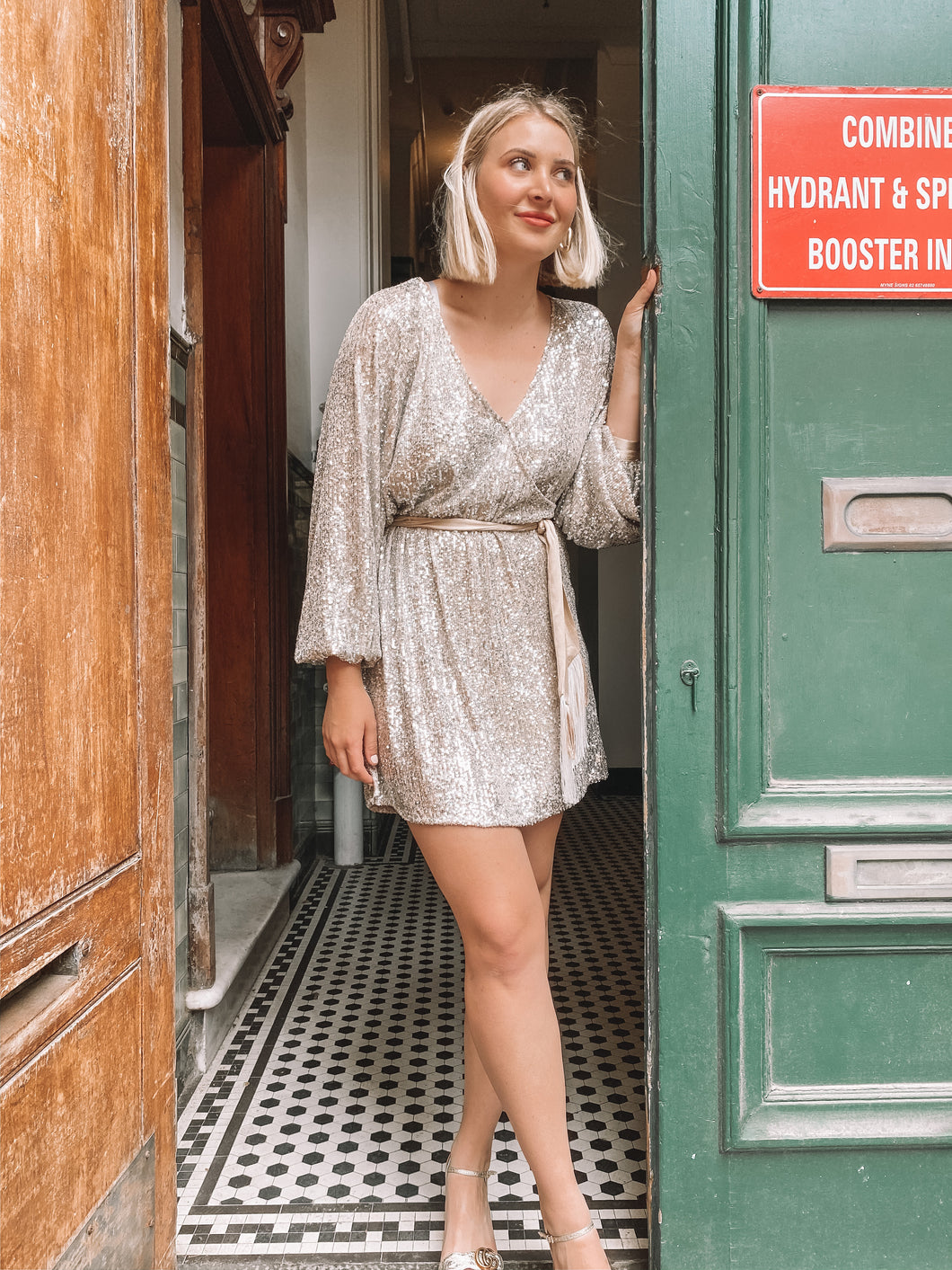 Winona - Broadway Short Dress Silver (Size Medium)