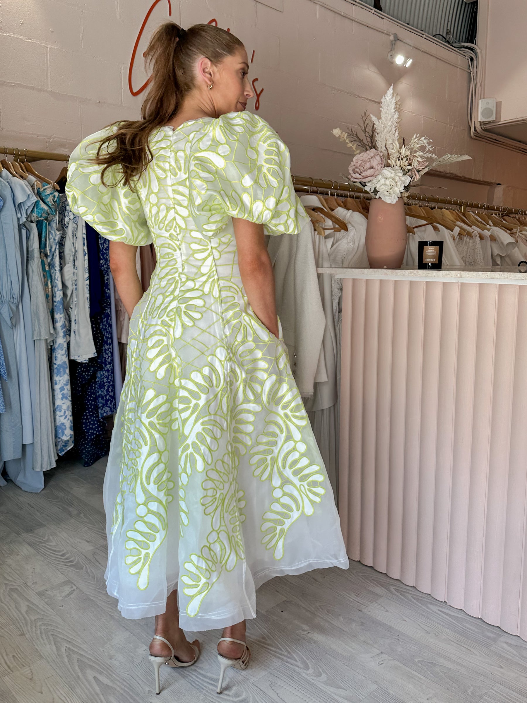 aje botanical trim midi dress Aje Botanical Trim Midi Dress Ivory Size 8