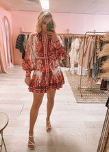 Load image into Gallery viewer, Zimmermann - Wavelength Placement Floral Red Silk Mini Dress (Size 8/14)