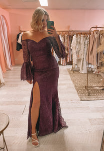 Jadore - Red Wine Lace Gown (Size 8/12)