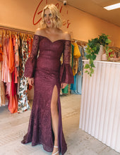 Load image into Gallery viewer, Jadore - Red Wine Lace Gown (Size 8/12)