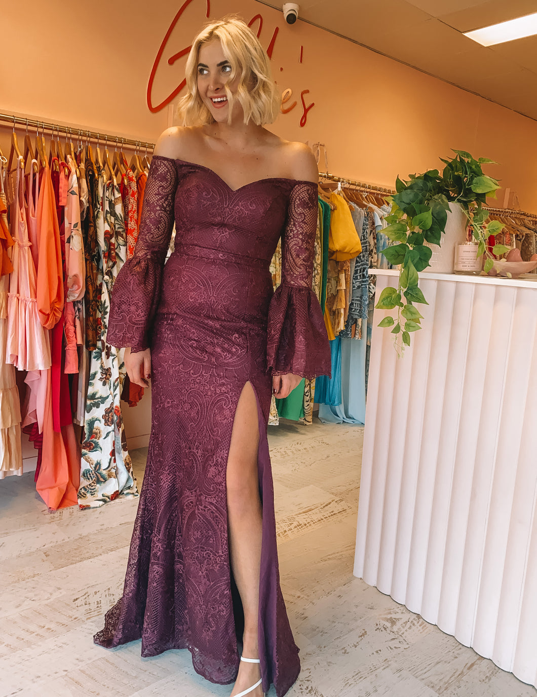 Jadore - Red Wine Lace Gown (Size 8/12)