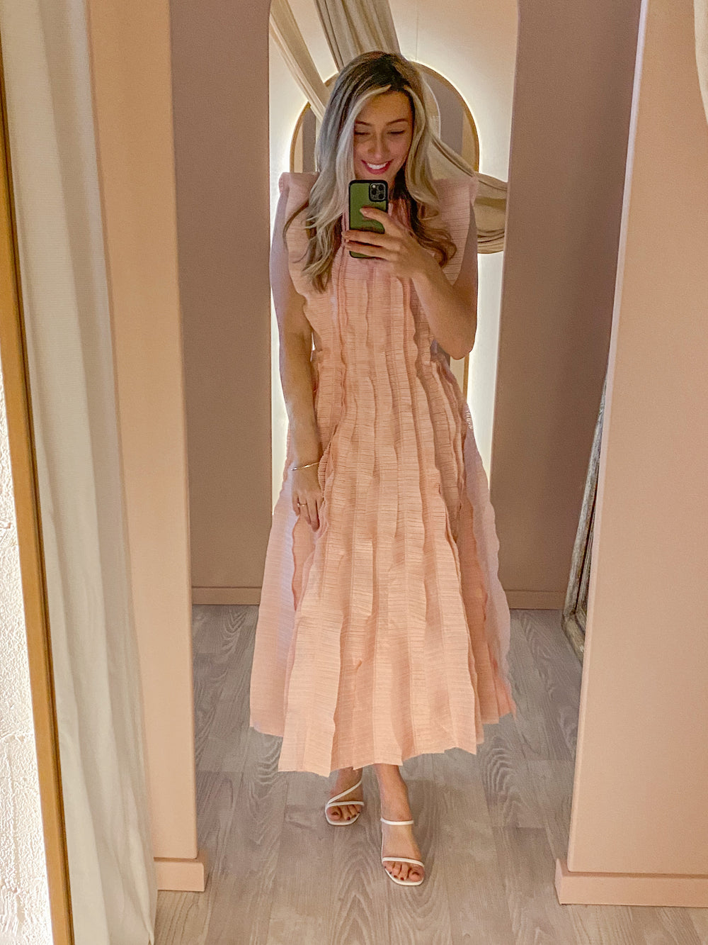 aje hybrid midi dress rose pink PRETTY IN PINK Aje 'Hybrid Midi Dress' in Dusty Pink This feminine silhouette is perfect for your next event Photo Credit: @sophie.tieman