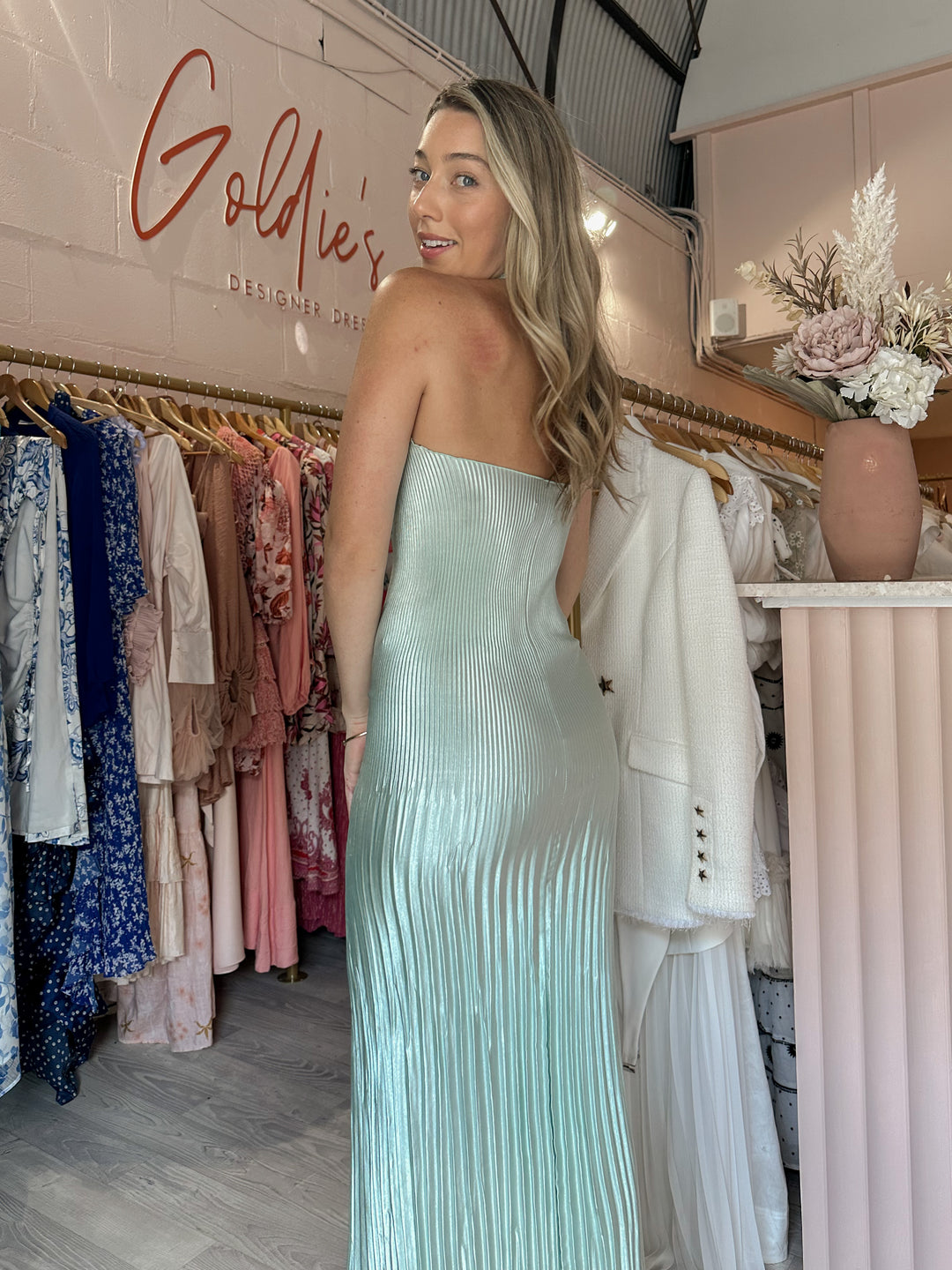 Lidee - Soiree Pleated Halter Gown Mint (Size 6) Lidee - Soiree Pleated Halter Gown Mint (Size 6)