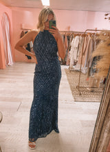 Load image into Gallery viewer, Mei Mei - Navy Sequin Gown (Size 12)