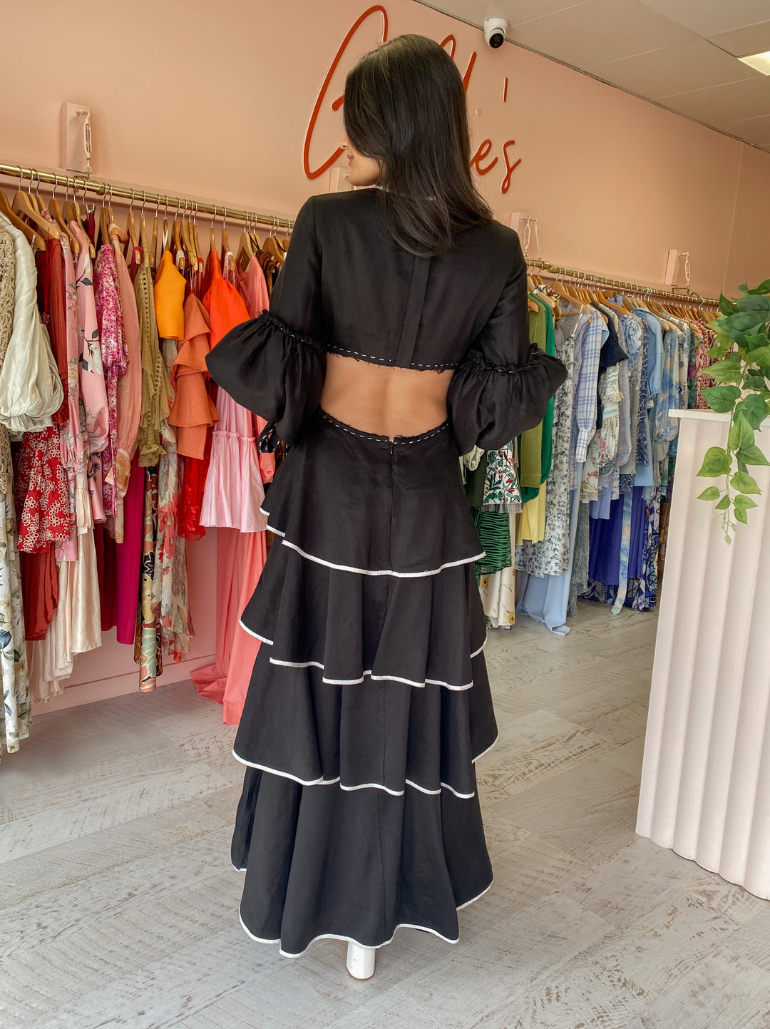 Aje - Gracious Cut Out Dress Black (Size 10) Goldie's - Designer Dress Hire Aje - Gracious Cut Out Dress Black (Size 10) Goldie's - Designer Dress Hire
