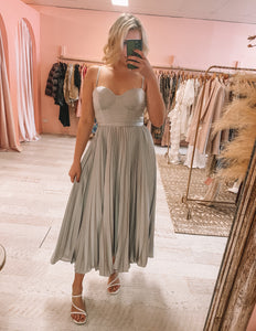 Elle Zeitoune - Milan Silver Midi Dress (Size 12)
