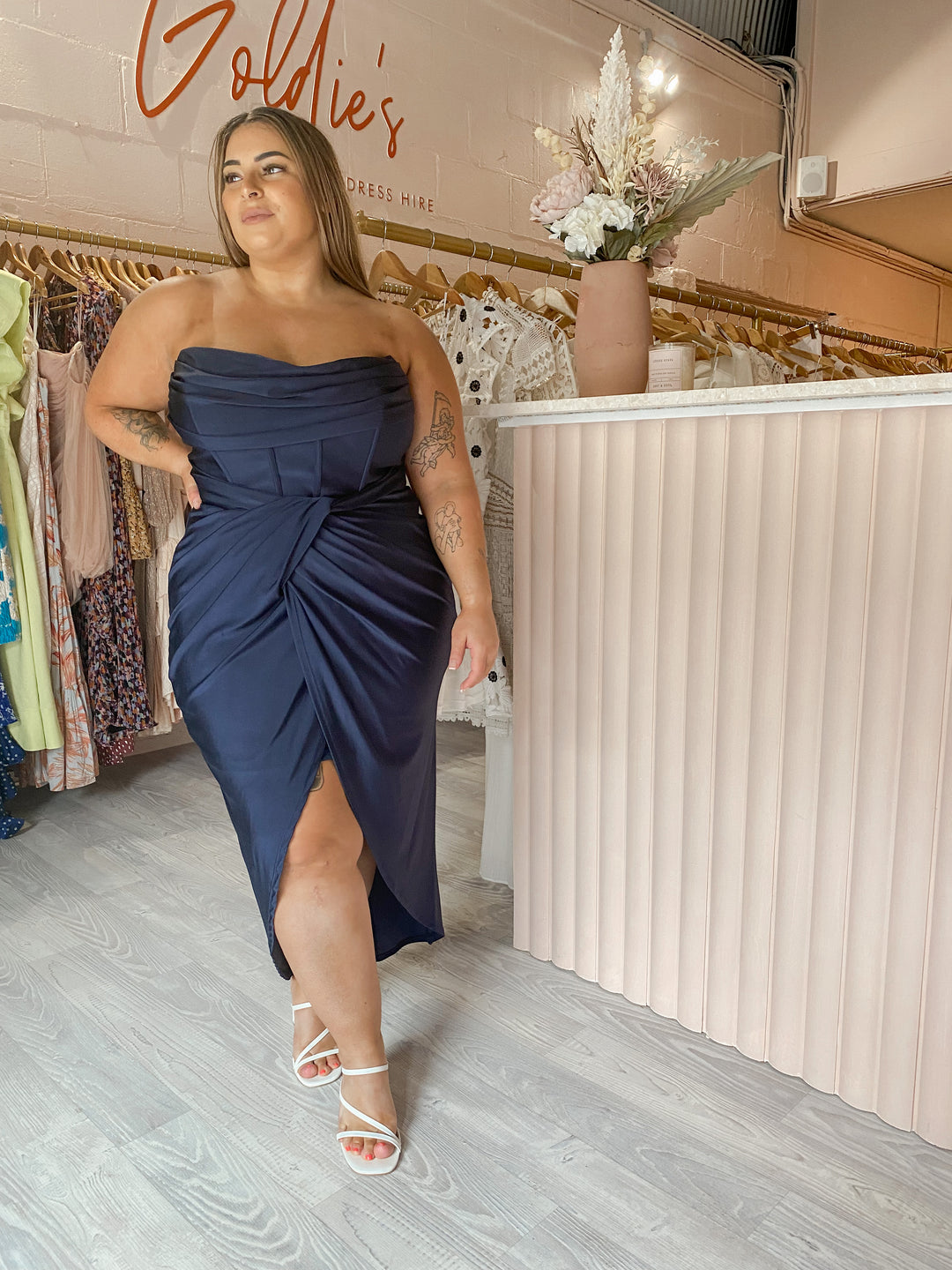 Sheike - Navy Bustier Midi Dress (Size 6/18) – Goldie's