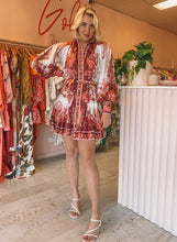 Load image into Gallery viewer, Zimmermann - Wavelength Placement Floral Red Silk Mini Dress (Size 8/14)