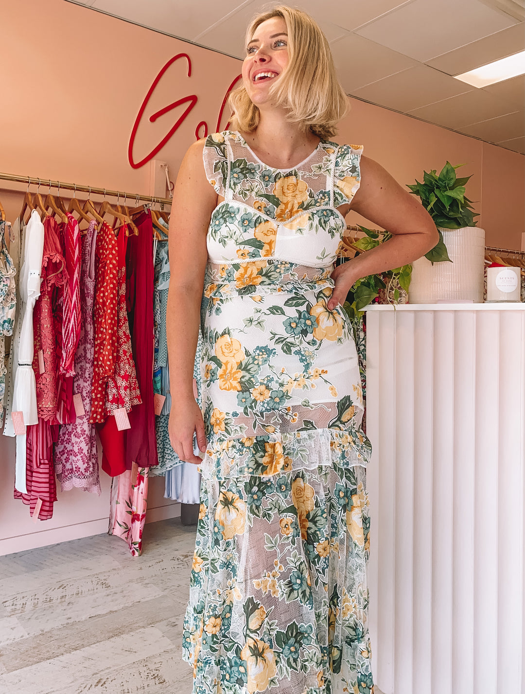 Alice McCall - Oh So Lovely Sunset Yellow Floral Midi (Size 8/10) Goldie's - Designer Dress Hire Alice McCall - Oh So Lovely Sunset Yellow Floral Midi (Size 8/10) Goldie's - Designer Dress Hire