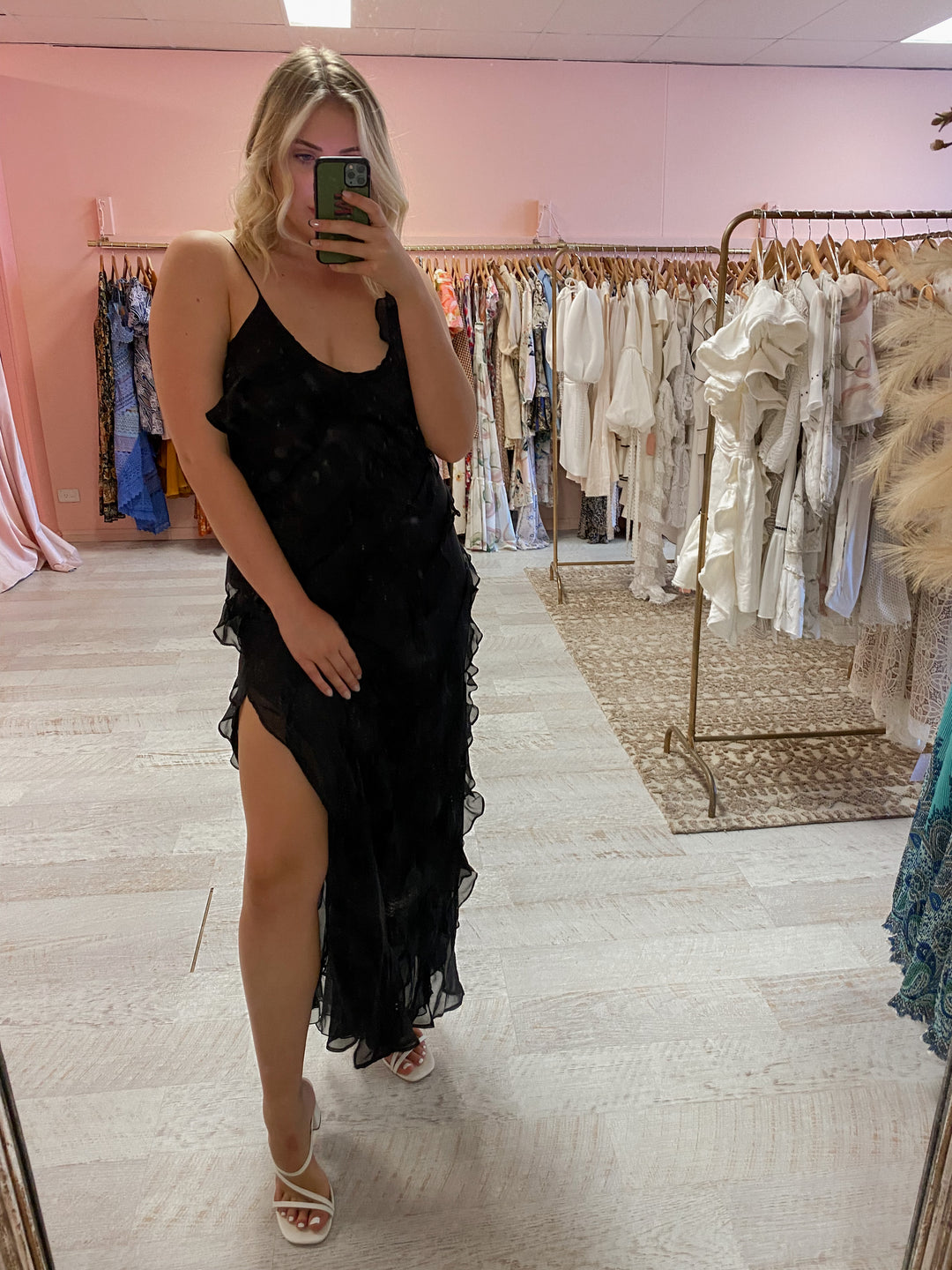 Rat and Boa - Black Ruffle Silk Maxi (XL) Rat and Boa - Black Ruffle Silk Maxi (XL)