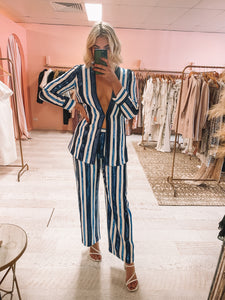 Sass and Bide - The Jet Set Blue and White Stripe (Size 10/12)