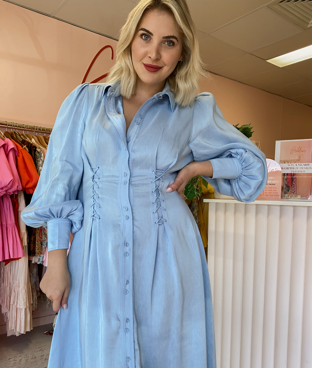 Aje - Ephemera Lace-Up Shirt Dress (Size 12)