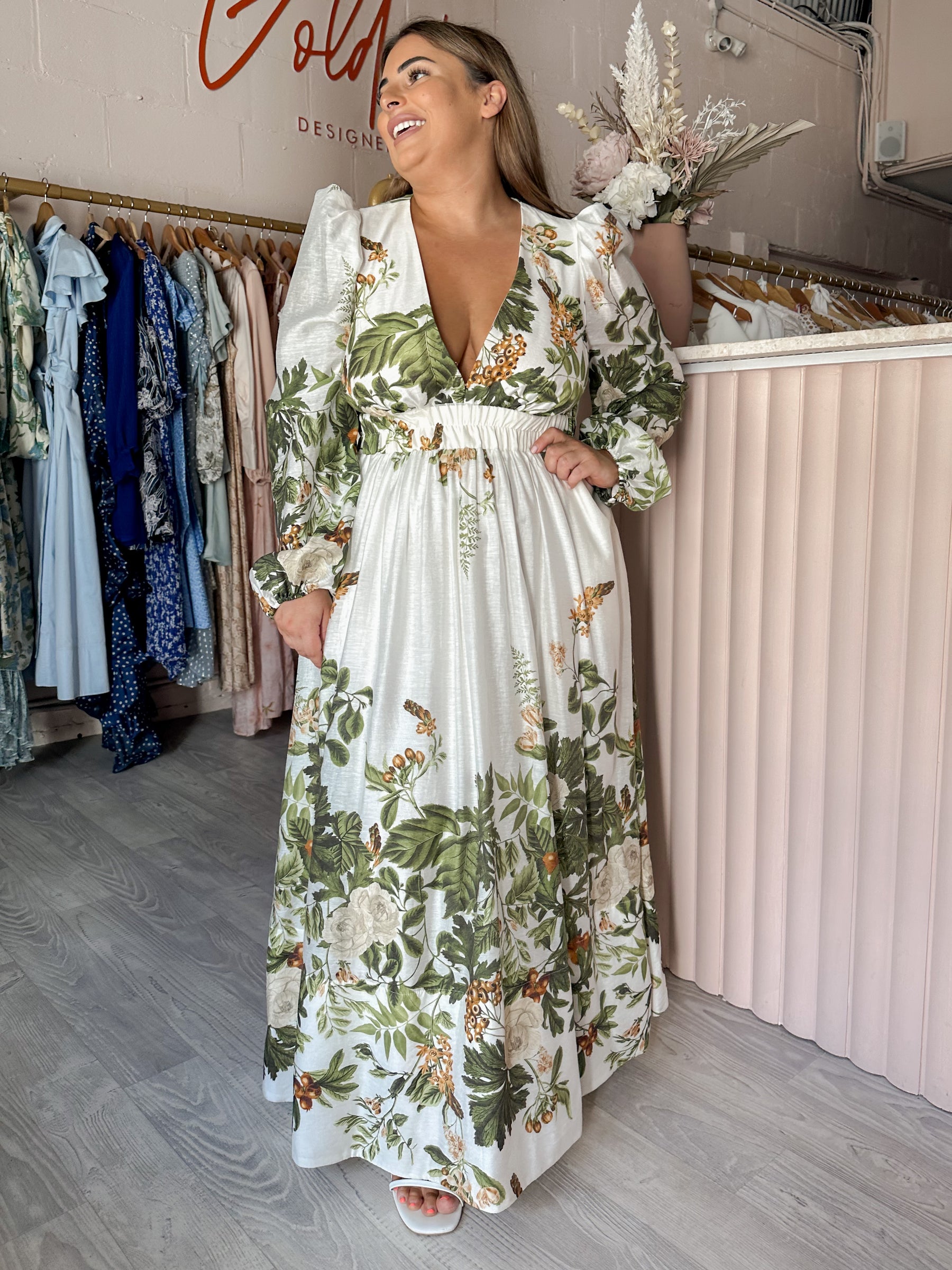 sheike garden party dress Sheike Garden Party Pink and white floral dress.Size