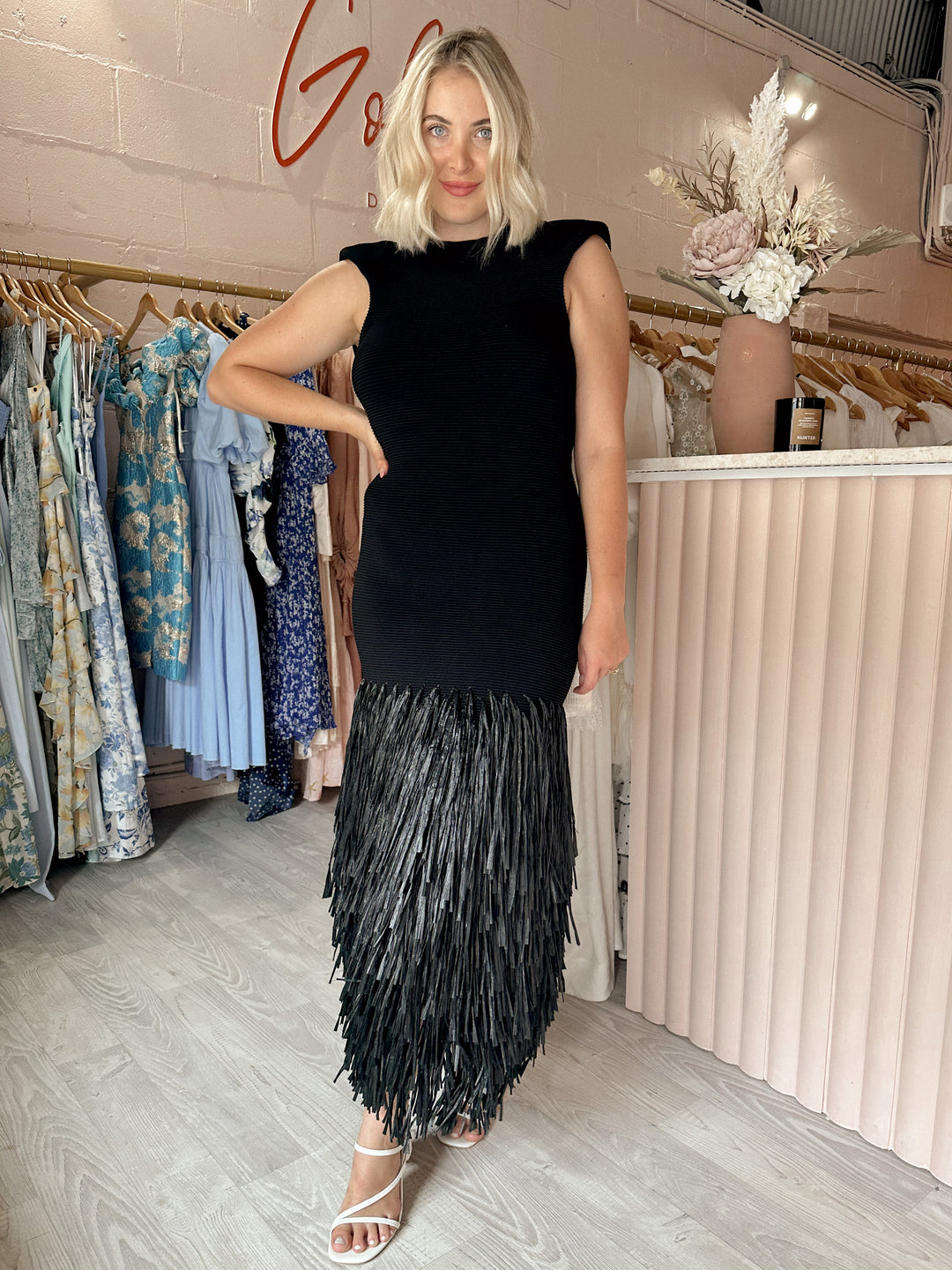 aje black fringe dress Breeze fringed metallic knitted midi dress - brown
