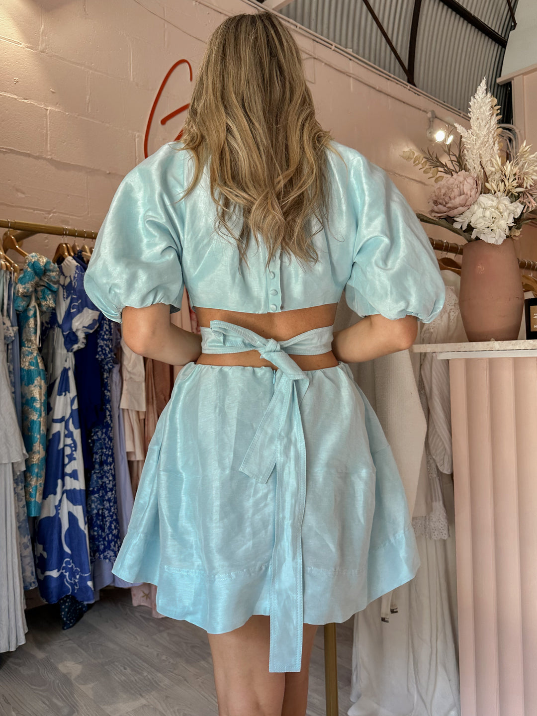 Aje - Psychedelia Cut Out Mini Baby Blue (Size 8) Goldie's - Designer Dress Hire Aje - Psychedelia Cut Out Mini Baby Blue (Size 8) Goldie's - Designer Dress Hire