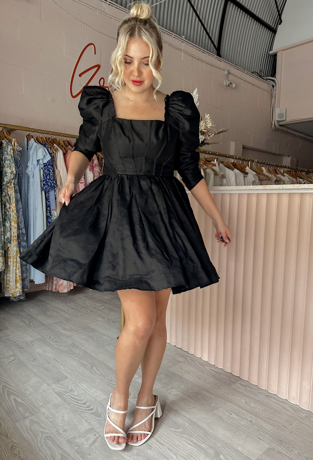 Aje - Fleur Cores Long Sleeve Mini (Size 14) Goldie's - Designer Dress Hire Aje - Fleur Cores Long Sleeve Mini (Size 14) Goldie's - Designer Dress Hire