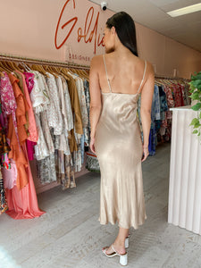 Shona Joy - La Lune Bias Slip Dress Gold (Size 6)