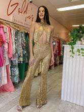 Load image into Gallery viewer, Custom - Gold Sequin Jumpsuit (Size 6/8)