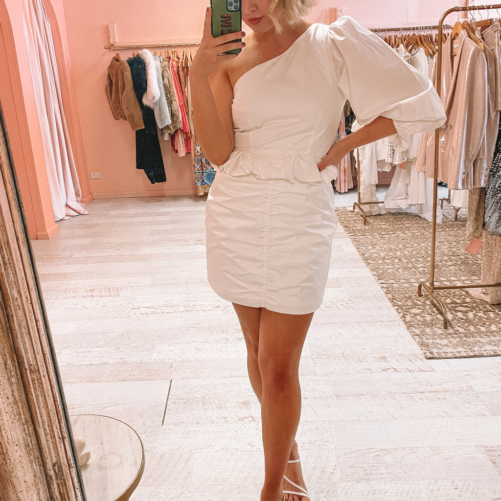 bugatchi dress shirt Shona Joy - One Shoulder Ruched Mini Dress (Size 12) – Goldie's