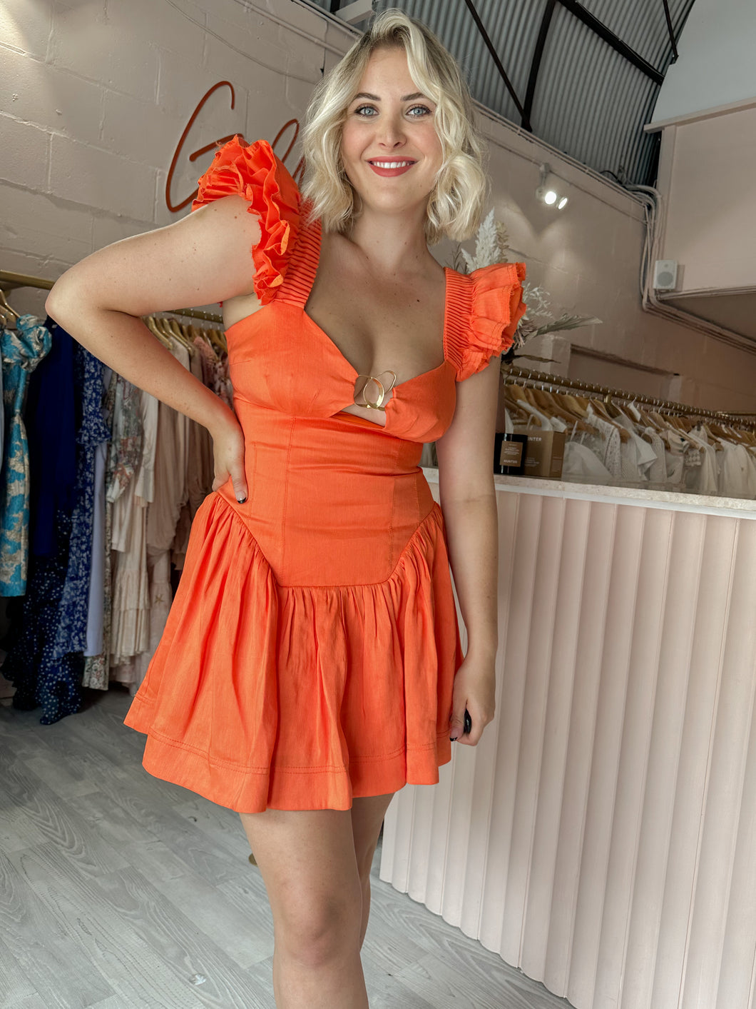 Aje - Simone Frill Mini Dress (Size 12)