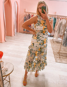 Alice McCall - Oh So Lovely Sunset Yellow Floral Midi (Size 8/10)