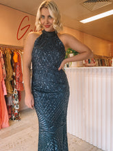 Load image into Gallery viewer, Mei Mei - Navy Sequin Gown (Size 12)